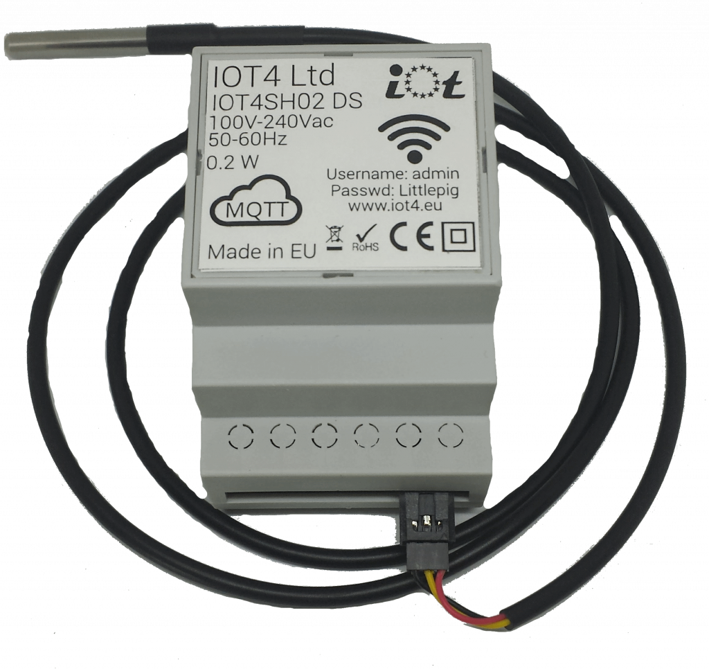 IOT4SH02DS Wifi temperature sensor with DIN Rail case IOT4 Ltd